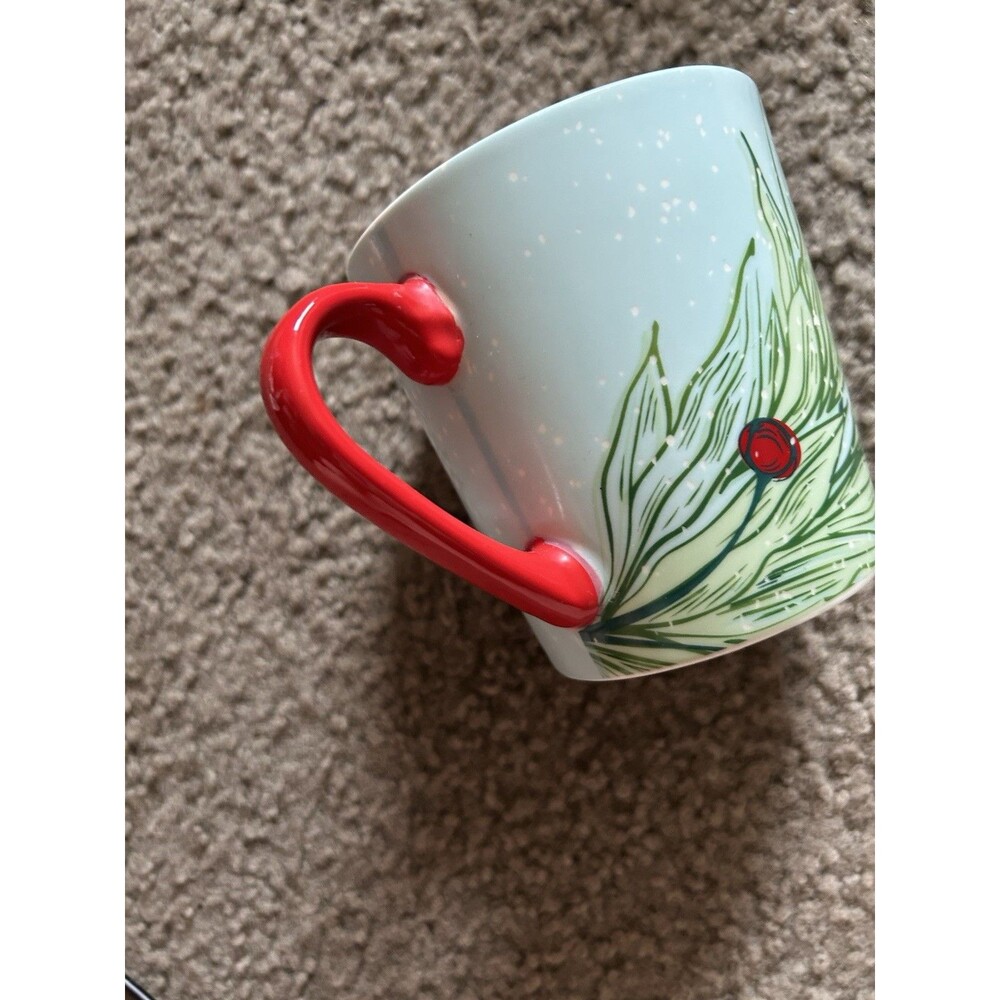 Starbucks Mug 2020 Christmas Holiday Cup Leaves Berries Blue Snow 18 oz - Picture 2 of 6